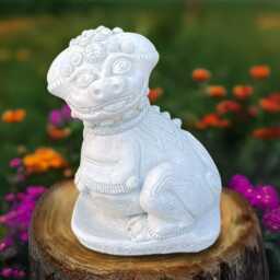 Stone Foo Dog Statue Concrete Guardian Lion Sculpture Chinese Temple Decoration Feng Shui Protector Ornament Cement Figurine Gift - thumbnail 3