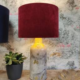 Red Lampshade in Velvet With White Lining, Large Plain Ceiling Lightshade - thumbnail 2