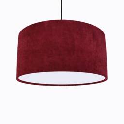Red Lampshade in Velvet With White Lining, Large Plain Ceiling Lightshade - thumbnail 1