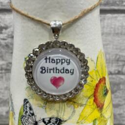Daffodil Vase, Happy Birthday Charm Flower Vase , Easter - Decoupage Gift, Flowers, Mother's Day Gifts - thumbnail 3