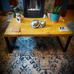 Derwent Table & Metal Legs, Wax Finish - Retro Industrial Solid Wood Reclaimed Scaffold Board, Bookshelf, Shelve - thumbnail 2