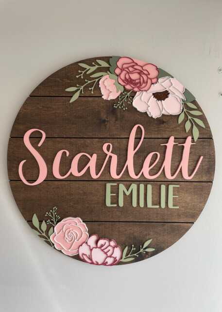 Personalized Floral Name Sign For Nursery - Baby Girl Room Decor Custom Layered Peony & Garden Rose Wall Art Girly - image 1