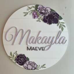 Personalized Floral Name Sign For Nursery - Baby Girl Room Decor Custom Layered Peony & Garden Rose Wall Art Girly - thumbnail 3