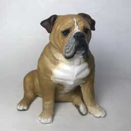 Custom English Bulldog Statue Clay Pet Memorial Sculpture, Dog Portrait Urn - thumbnail 3