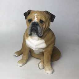 Custom English Bulldog Statue Clay Pet Memorial Sculpture, Dog Portrait Urn - thumbnail 2