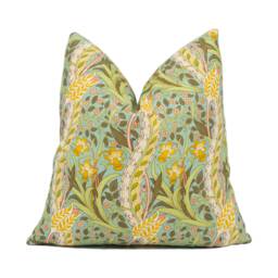 William Morris - Daffodil Cove Blue/Chocolate Classic English Floral Cushion Cover Handmade Throw Pillow Designer Home D??cor - thumbnail 1