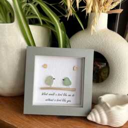 Best Friends Birds Personalised Sea Glass Art, What Would I Do Without You, Friendship Present, Funny Friend Gift, Gift For A Quirky - thumbnail 3