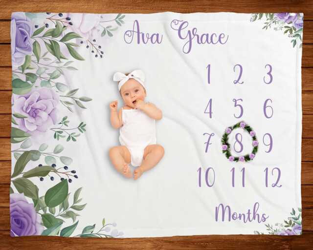 Baby Monthly Milestone Blanket Girl Boy Soft Fleece First Year 12 Months Growth Chart Newborn Photography Background Nursery Decor - image 1