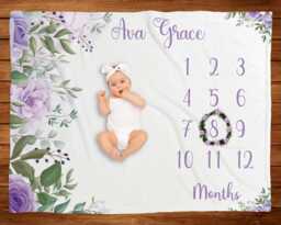 Baby Monthly Milestone Blanket Girl Boy Soft Fleece First Year 12 Months Growth Chart Newborn Photography Background Nursery Decor - thumbnail 1