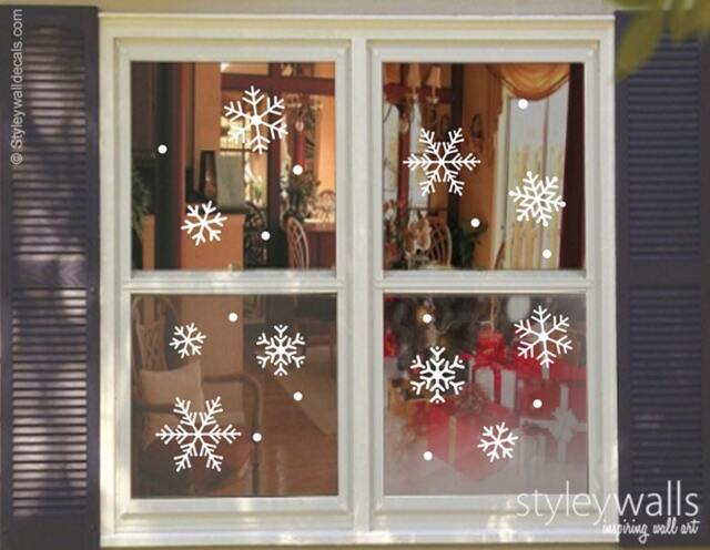 Snow Flakes Wall Decal, Holidays Snowflakes Sticker, Christmas Window Decoration Decor - image 1