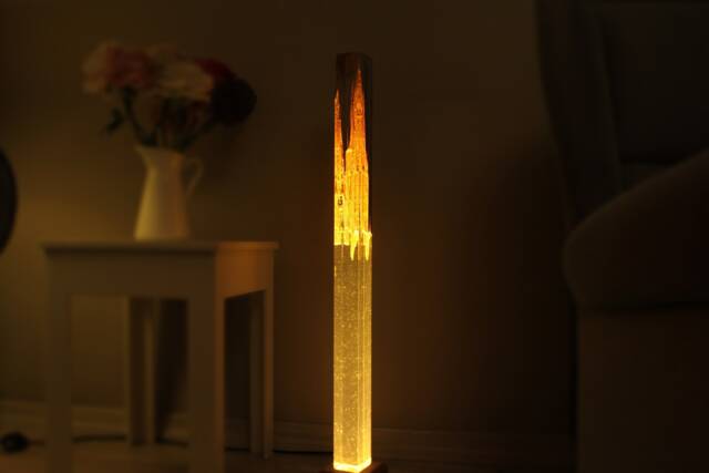 Waterfall Oak Wood Resin Floor Lamp Modern Led Standing Lamp - image 1