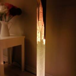Waterfall Oak Wood Resin Floor Lamp Modern Led Standing Lamp - thumbnail 4