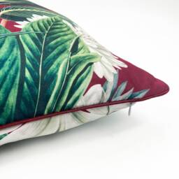 Floral Chenille Cushion Cover Burgundy Botanical Print, Double Sided - 43x43 cm - thumbnail 2