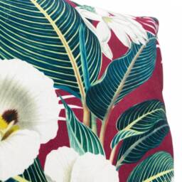 Floral Chenille Cushion Cover Burgundy Botanical Print, Double Sided - 43x43 cm - thumbnail 3