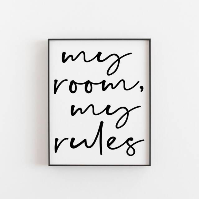 My Room Rules Print - Customizable Teen Bedroom Wall Art Modern Decor For Teens Personalized Gift Idea Creative Spaces Dorm