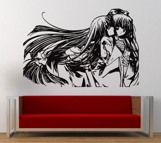 Two Girls Long Hair Anime Wall Graphic Decal Sticker Vinyl Mural Leaving Bedroom Room Home Decor Free Shipping L268 - image 1
