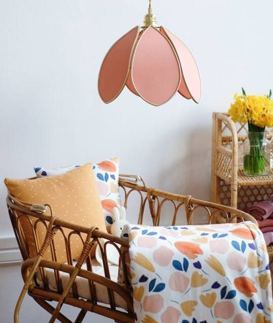 Simple Flower Pendant Light - Terracotta & Gold - image 1
