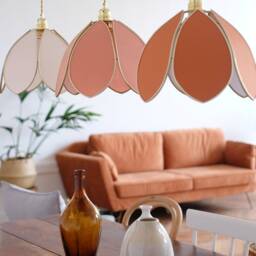 Simple Flower Pendant Light - Terracotta & Gold - thumbnail 2