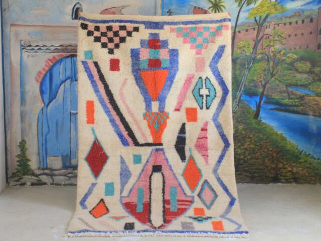 Custom Fabulous Azilal Rug, Authentic Moroccan Rug, Abstract Multicolored Carpet, Handmade Bohemian Rug - image 1