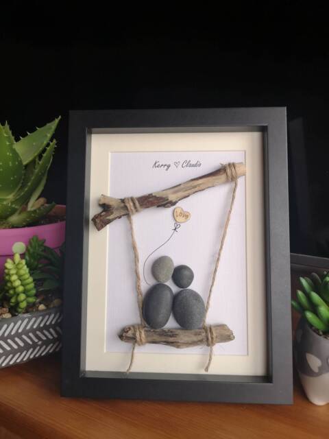Swing Family, Friends, Partner Personalised Pebble Art Portrait - image 1