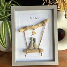 Swing Family, Friends, Partner Personalised Pebble Art Portrait - thumbnail 3