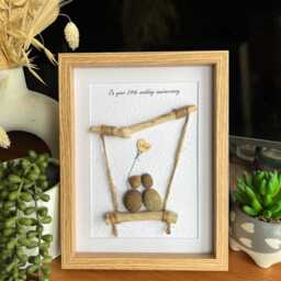 Swing Family, Friends, Partner Personalised Pebble Art Portrait - thumbnail 2