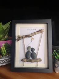 Swing Family, Friends, Partner Personalised Pebble Art Portrait - thumbnail 1