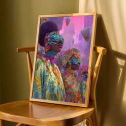 Afrofuturism Cityscape Art Print Pink & Teal Surrealism Wall Decor - Poster Only - thumbnail 3