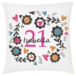 Personalised 21st Birthday Cushion - Floral Keepsake Pillow Gift - thumbnail 1