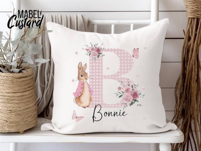 Girls Christening Gift - Baptism Pink Floral Letter Bedroom Decor Daughter Granddaughter Goddaughter - image 1