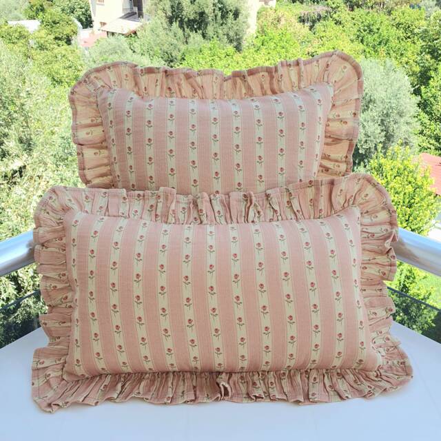 Organic Cotton Ruffle Pillow Cover Floral Muslin Frill - image 1