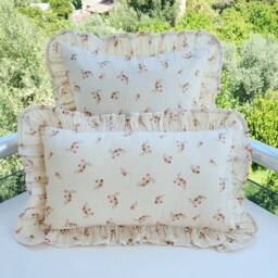 Organic Cotton Ruffle Pillow Cover Floral Muslin Frill - thumbnail 4