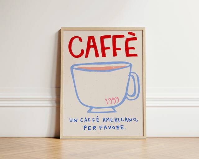 Caffe Print, Print Wall Art, Coffee Kitchen Prints, Home Decor, Italian Cafe Inspo, Unframed - image 1