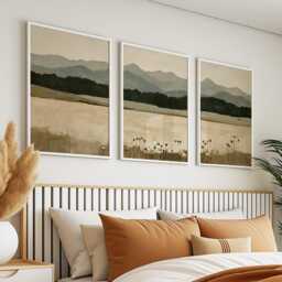 Mountain Meadow Trio, Neutral Landscape Wall Art Set - thumbnail 3