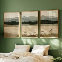 Mountain Meadow Trio, Neutral Landscape Wall Art Set - thumbnail 2