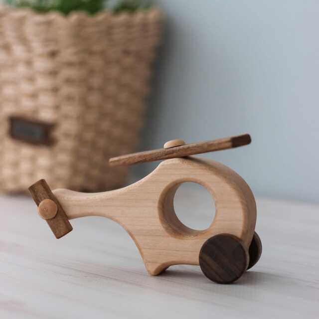 Wooden Helicopter On Wheels Toy For 1st Birthday Gift, Montessori Waldorf Toddler Toys, Gifts Kids, Personalized Baby Boy Girl Gift - image 1