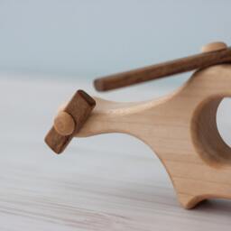 Wooden Helicopter On Wheels Toy For 1st Birthday Gift, Montessori Waldorf Toddler Toys, Gifts Kids, Personalized Baby Boy Girl Gift - thumbnail 3
