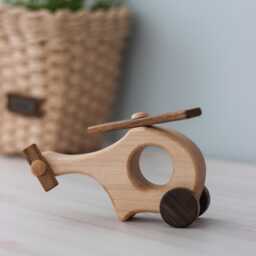Wooden Helicopter On Wheels Toy For 1st Birthday Gift, Montessori Waldorf Toddler Toys, Gifts Kids, Personalized Baby Boy Girl Gift - thumbnail 1
