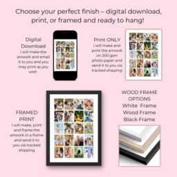 Large Personalised Wall Picture Frame Collage, Custom Gift, Family 20 Photo Art, Multi - thumbnail 4