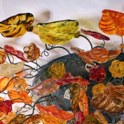 Big Flush Mount Ceiling Light With Autumn Color Flowers & Leaves, Ceiling Mount Light For Kitchen, Living Room Or Dining Room - thumbnail 2