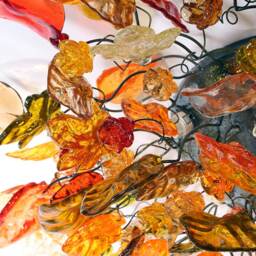 Big Flush Mount Ceiling Light With Autumn Color Flowers & Leaves, Ceiling Mount Light For Kitchen, Living Room Or Dining Room - thumbnail 3