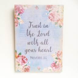 Proverbs 35 Plaque, Trust in The Lord With All Your Heart Wooden Sign, Wall Mounted Scripture Shabby Chic Decor, Christian Art - thumbnail 2