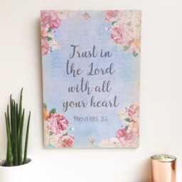 Proverbs 35 Plaque, Trust in The Lord With All Your Heart Wooden Sign, Wall Mounted Scripture Shabby Chic Decor, Christian Art - thumbnail 3