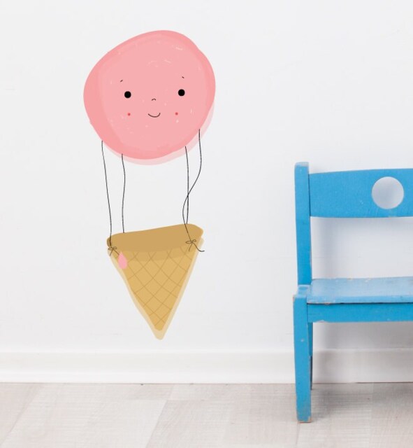Ice Cream Balloon Wall Sticker Decal - Nursery Stickers, Animal Decals, Home Decor, Baby Room, Art, Girl, Boy