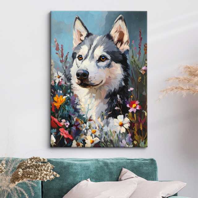 Siberian Husky Abstract Oil Painting Framed Canvas & Print Large Sizes Wall Art Poster Pet Home Decor Interior Dog Lover Gift Idea - image 1