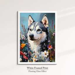 Siberian Husky Abstract Oil Painting Framed Canvas & Print Large Sizes Wall Art Poster Pet Home Decor Interior Dog Lover Gift Idea - thumbnail 3