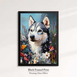 Siberian Husky Abstract Oil Painting Framed Canvas & Print Large Sizes Wall Art Poster Pet Home Decor Interior Dog Lover Gift Idea - thumbnail 2