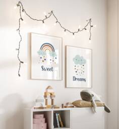 Set Of 2 Blue Baby Boy Prints, Sweet Dreams Print, Nursery Wall Art A3 Bedroom Decor Gift, Cloud Print - thumbnail 1