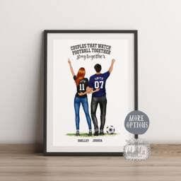 American Football Couple Print, Personalised Football Poster, Quotes, Gifts For Couples, Portrait - thumbnail 2