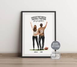 American Football Couple Print, Personalised Football Poster, Quotes, Gifts For Couples, Portrait - thumbnail 1